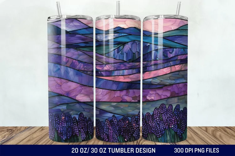 3D Lavender Fields Stained Glass Tumbler Wrap