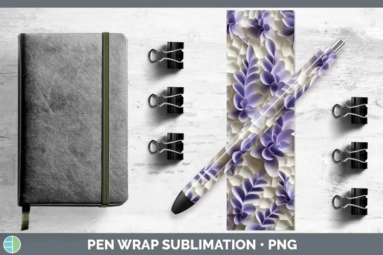 3D Lavender Pen Wrap | Sublimation Epoxy Pen Designs