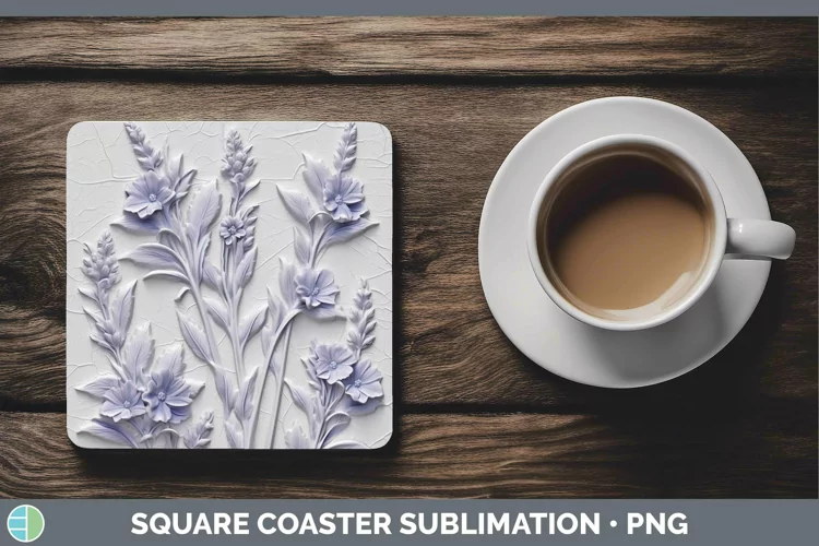 3D Lavender Square Coaster | Sublimation Coaster Designs