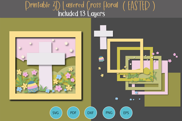 3D Layered Easter Cross Floral