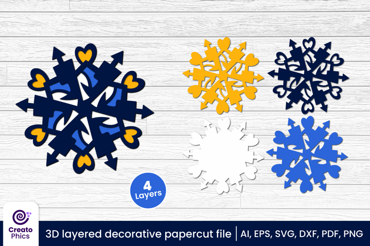 3D layered decorative papercut SVG | floral craft laser cut