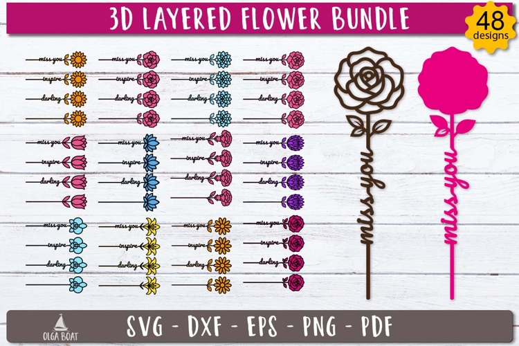 3d Layered Flower SVG Laser Cut Bundle