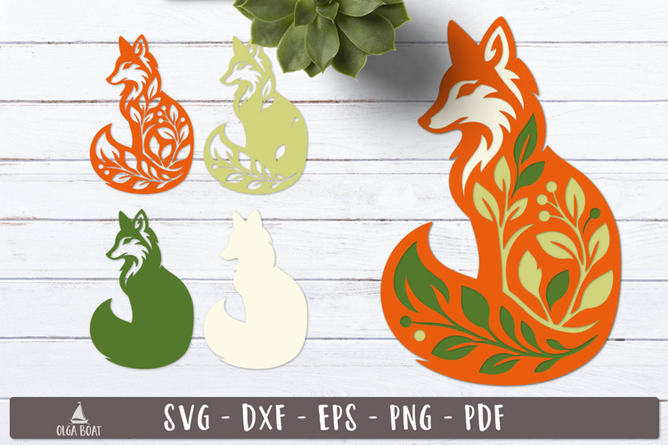 3d Layered Fox SVG Animal design