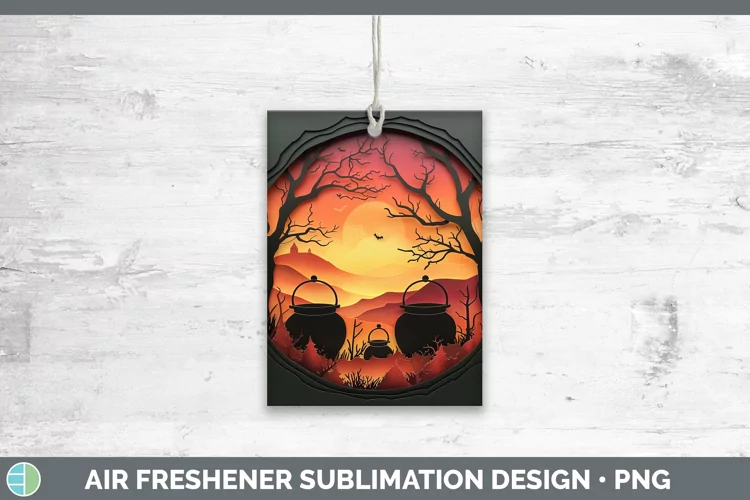 3D Layered Halloween Cauldron Air Freshener Sublimation Car