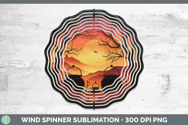 3D Layered Halloween Cauldron Wind Spinner Sublimation Spinn