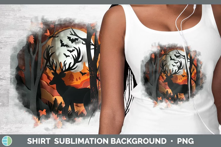 3D Layered Halloween Deer Shirt Sublimation Sublimation Back