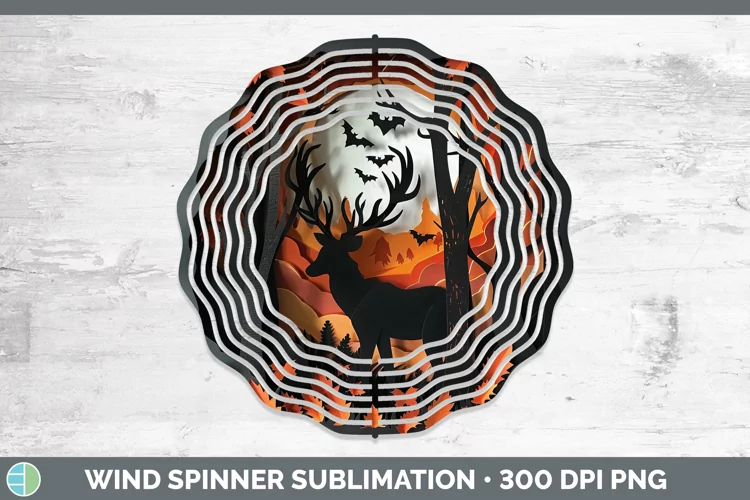 3D Layered Halloween Deer Wind Spinner Sublimation Spinner D