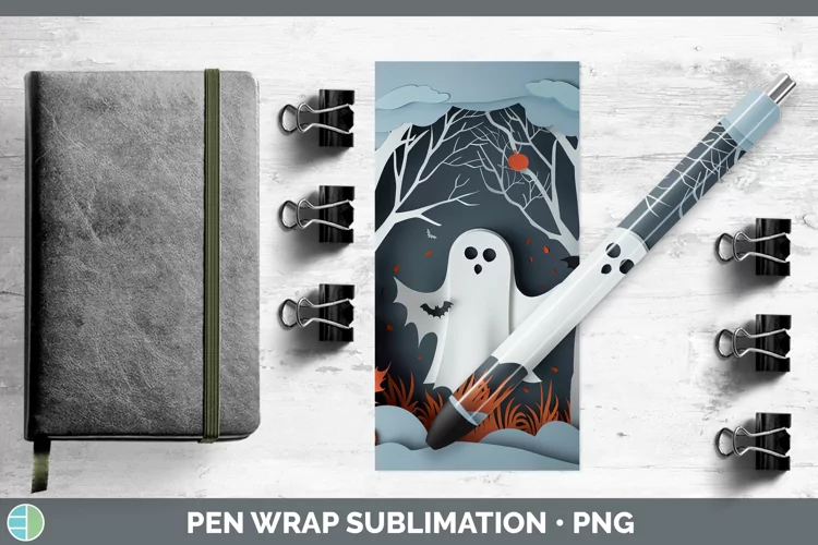 3D Layered Halloween Ghost Pen Wrap Sublimation Epoxy Pen De