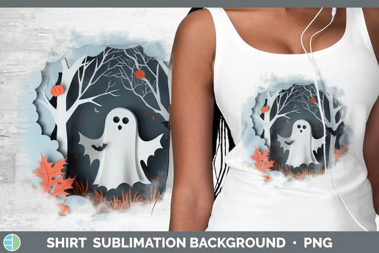 3D Layered Halloween Ghost Shirt Sublimation Sublimation Bac