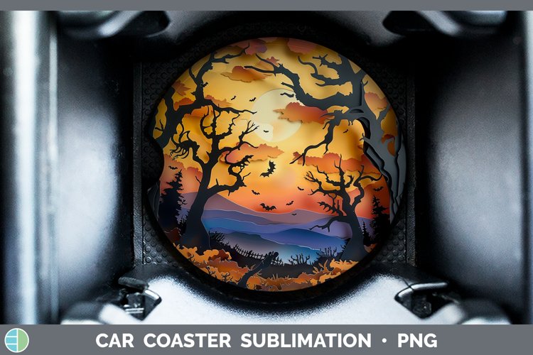 Gorgeous3D Layered Halloween Car Coaster design.