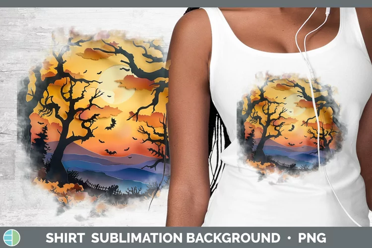 3D Layered Halloween Haunted Forest Shirt Sublimation Sublim