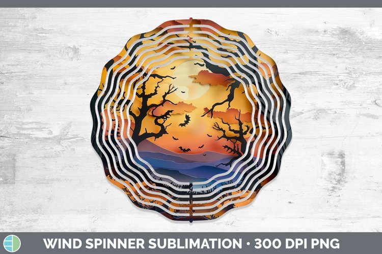 3D Layered Halloween Haunted Forest Wind Spinner Sublimation