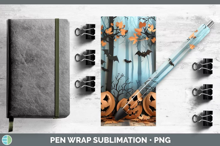 3D Layered Halloween Pumpkins Pen Wrap Sublimation Epoxy Pen