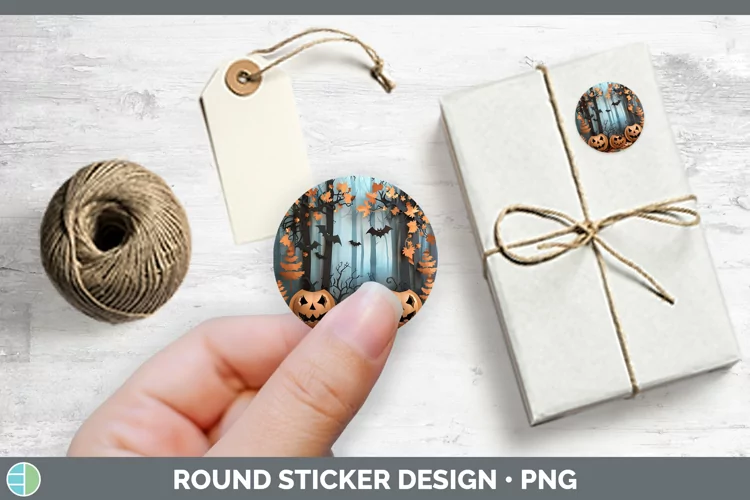 3D Layered Halloween Pumpkins Stickers | Round Labels Design