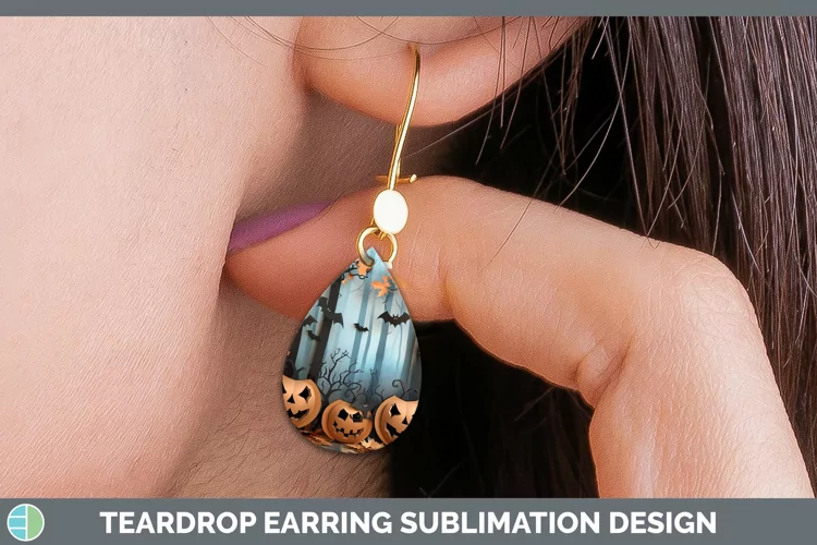 3D Layered Halloween Pumpkins Teardrop Earrings Sublimation