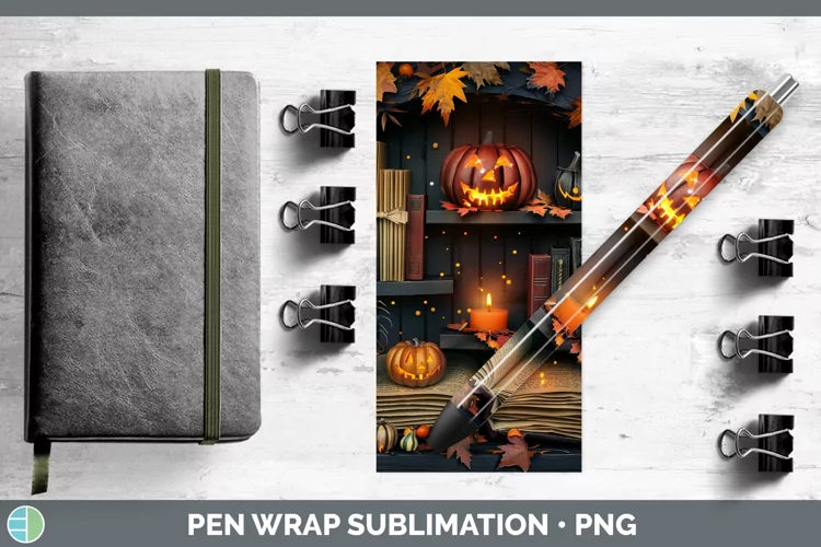 3D Layered Halloween Spell Book Pen Wrap Sublimation Epoxy P