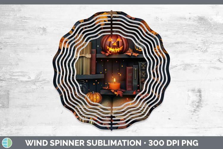 3D Layered Halloween Spell Book Wind Spinner Sublimation Spi