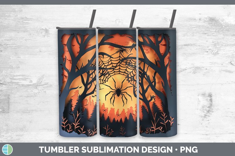 3D Layered Halloween Spider Tumbler Sublimation 20 oz Skinny