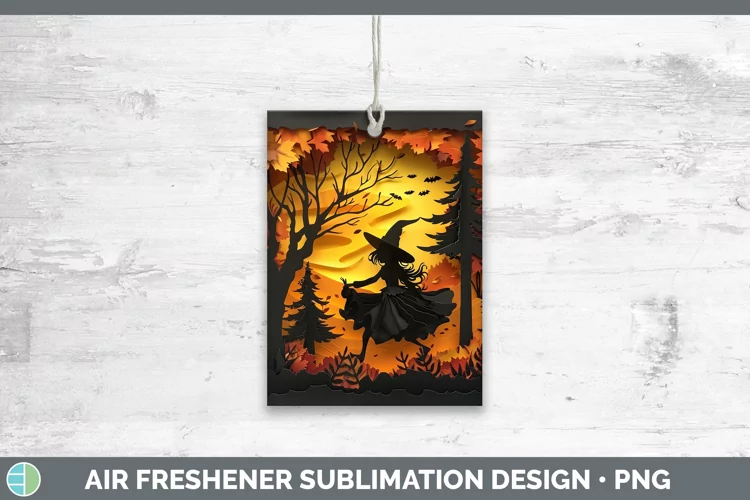 3D Layered Halloween Witch Air Freshener Sublimation Car Fre
