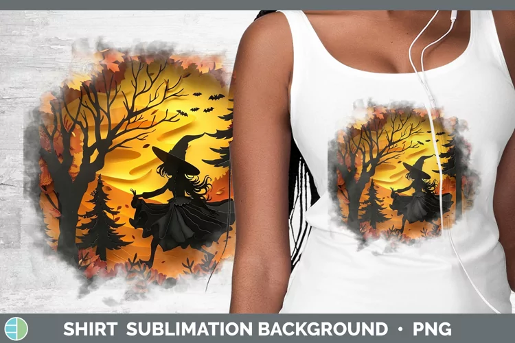 3D Layered Halloween Witch Shirt Sublimation Sublimation Bac