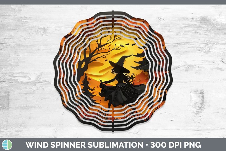 3D Layered Halloween Witch Wind Spinner Sublimation Spinner