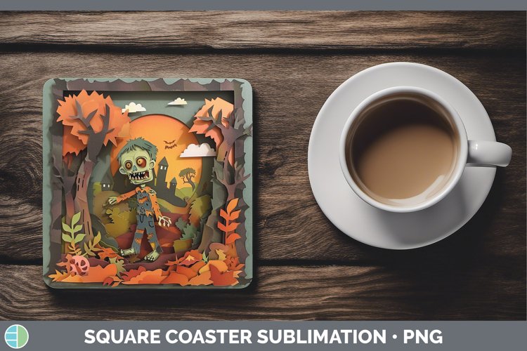 Gorgeous3D Layered Halloween Square Coaster design.