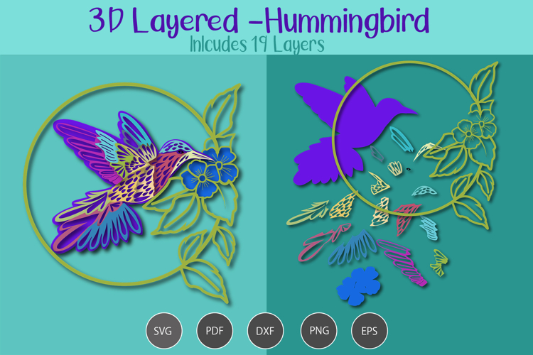 3D Layered hummingbird