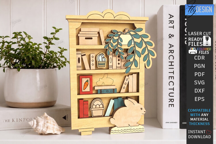 3D Mini Bookshelf Laser Cut | Layered Bookshelf Sign Laser example image 1