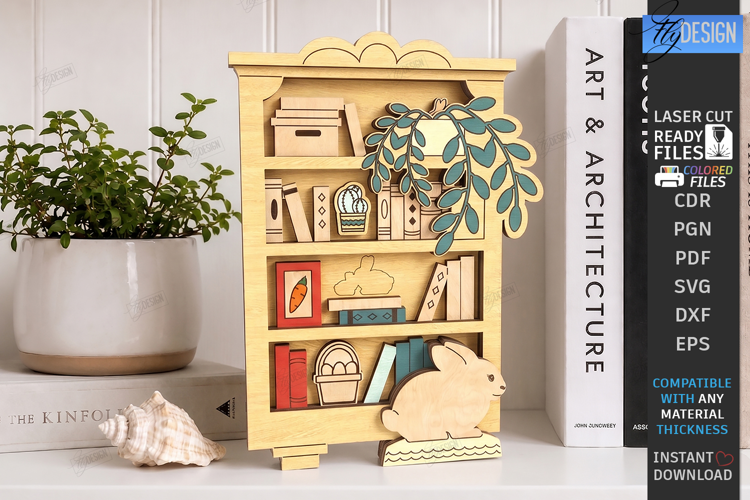 3D Mini Bookshelf Laser Cut | Layered Bookshelf Sign Laser