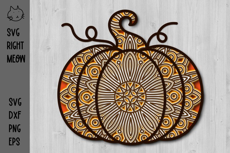 Layered Pumpkin SVG, 3D Layered Halloween Mandala Template