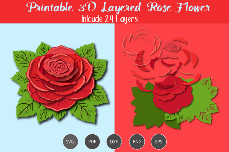 3D Layered Rose Flower SVG