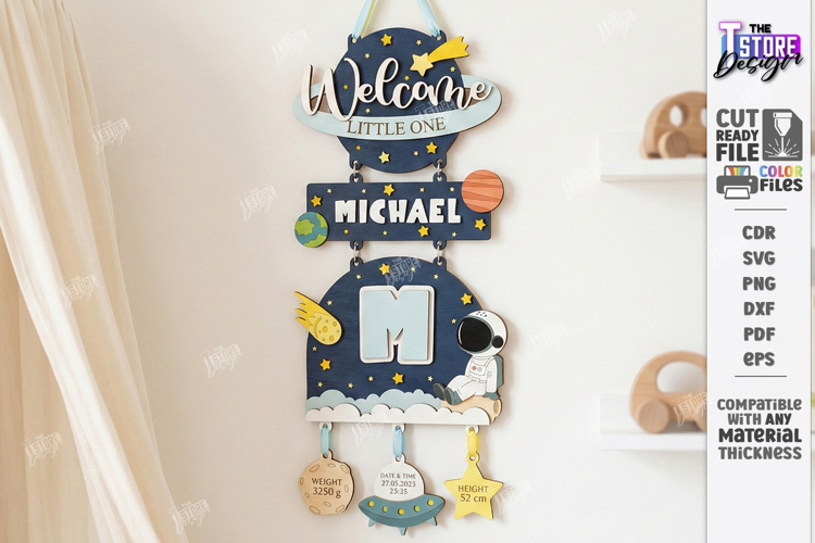 3D Baby Wall Sign Laser Cut | Newborn | Layered Wall Decor