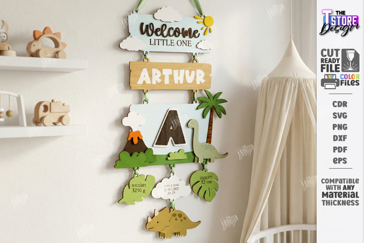 3D Baby Wall Sign Laser Cut | Newborn | Layered Wall Decor