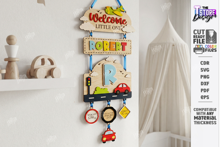 3D Baby Wall Sign Laser Cut | Newborn | Layered Wall Decor