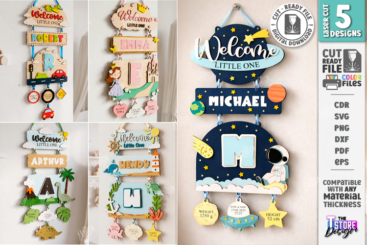 3D Baby Wall Sign Laser Cut Bundle | Newborn | Layered SVG