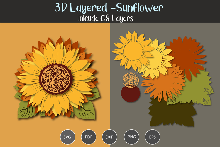 3D Layered Sunflower