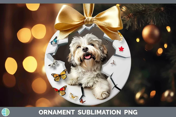 3D Lhasa Apso Ornament | Sublimation Bauble Designs