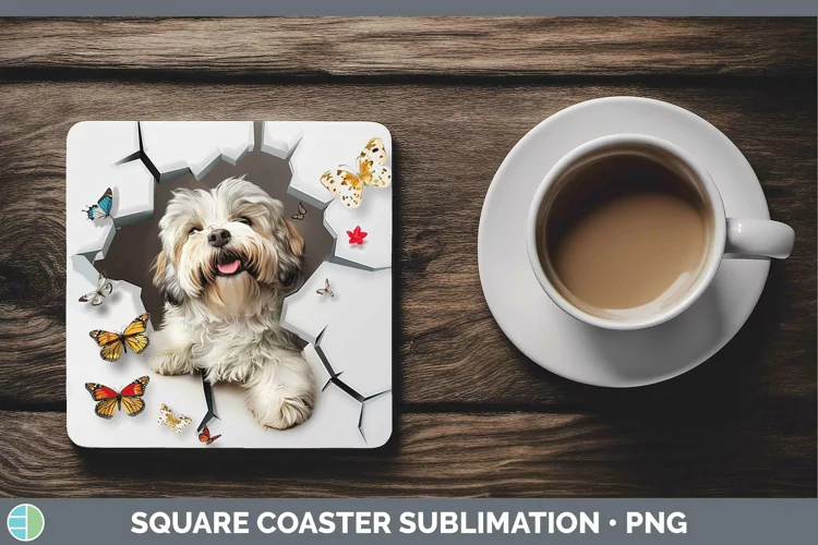 3D Lhasa Apso Square Coaster | Sublimation Coaster Designs