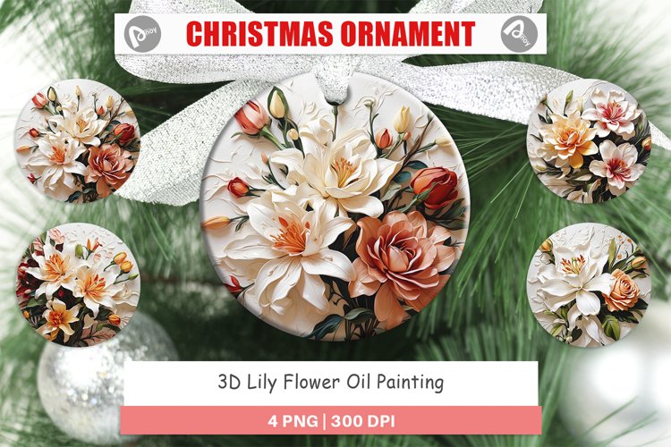Christmas Ornaments 3D Lily Flower Painting
