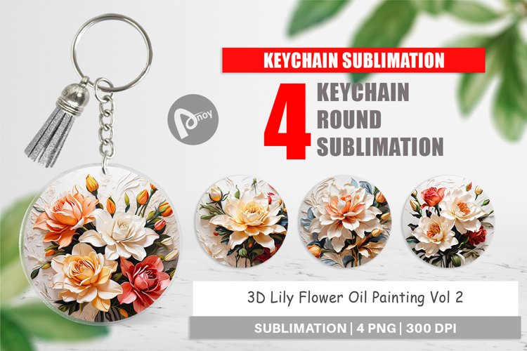 Keychain 3D Lily Flower Painting