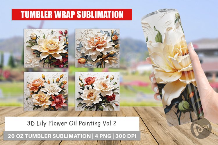 Tumbler Wrap 3D Lily Flower Painting