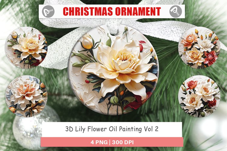 Christmas Ornaments 3D Lily Flower Painting