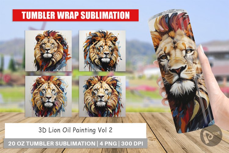 Tumbler Wrap 3D Lion Painting