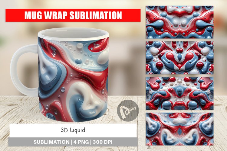 Mug Wrap Design 3D Liquid