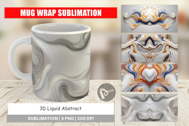 Mug Wrap Design 3D Liquid Abstract