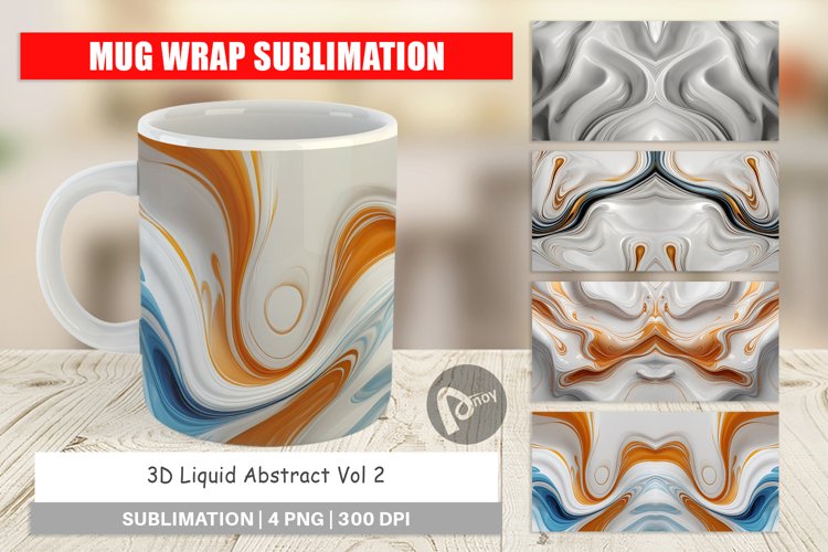 Mug Wrap Design 3D Liquid Abstract