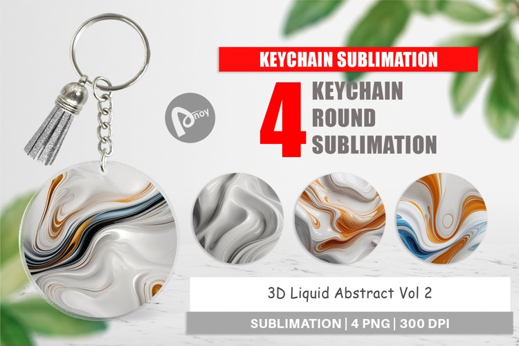 Keychain 3D Liquid Abstract