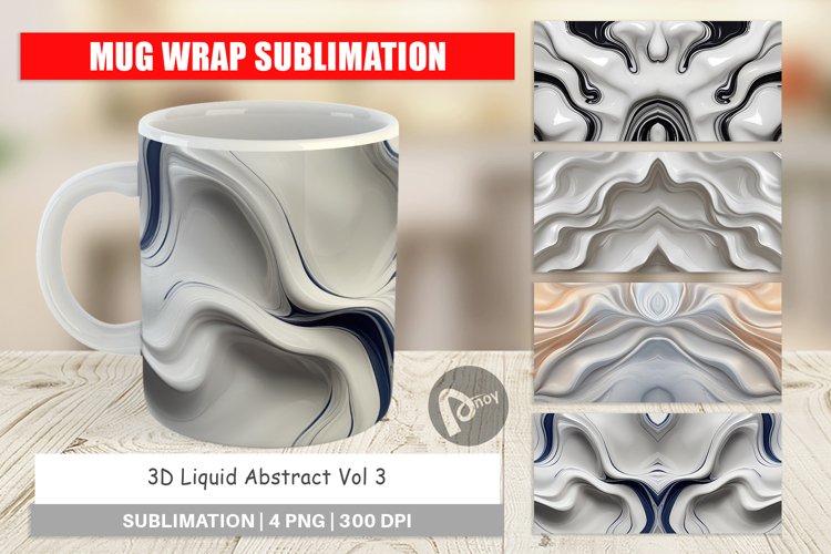 Mug Wrap Design 3D Fluid Abstract