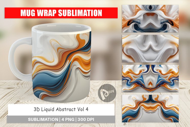 Mug Wrap Design 3D Fluid Abstract
