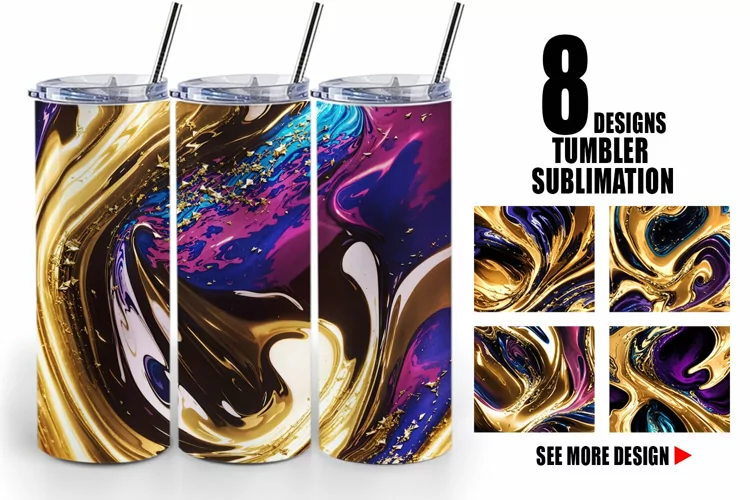 3d Liquid Art Marble | Tumbler Sublimation Wrap